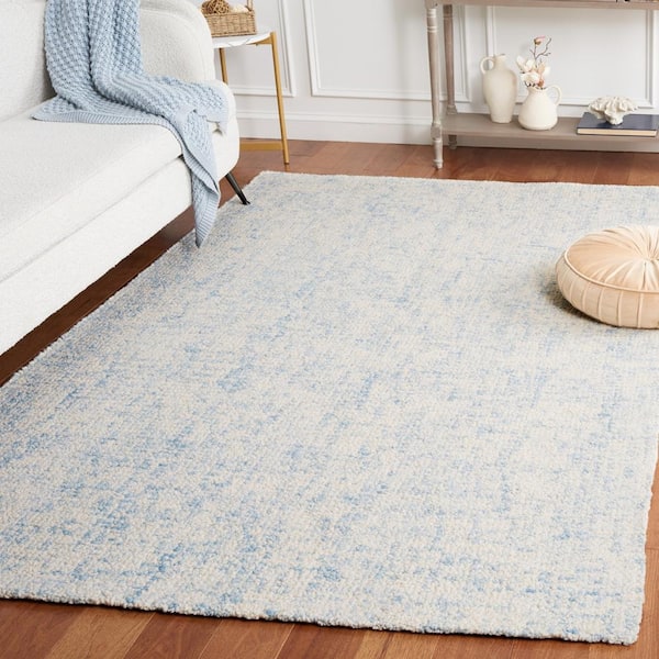 Abstract Light Blue/Ivory 6 ft. x 9 ft. Contemporary Marble Area Rug
