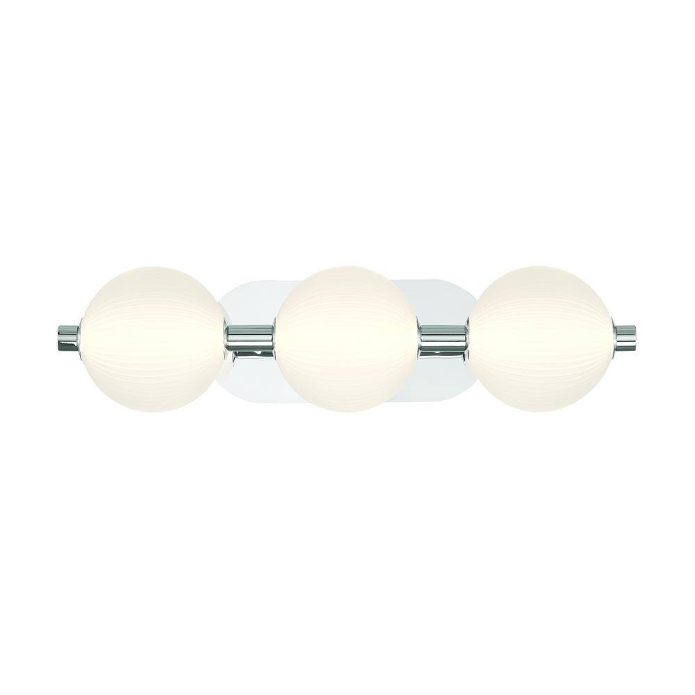 Nickel 3-Light Vanity with Opal Ribbed Glass Shades