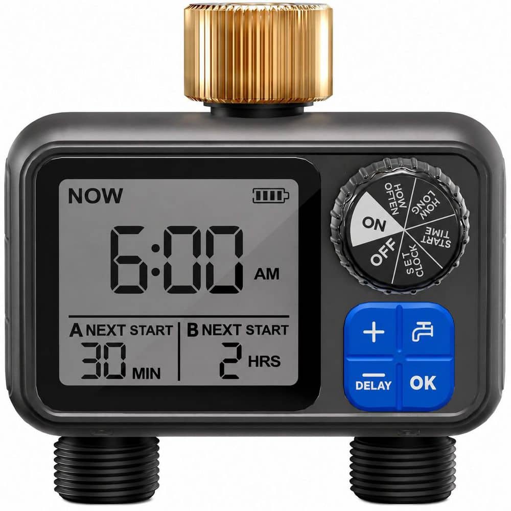 Programmable Dual-Zone Water Timer with Brass Inlets, Automatic Sprinkler Controller for Garden and Lawn price history on PriceWatchPro