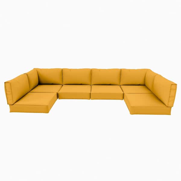 26 in. x 26 in. x 5 in. (14-Piece) Deep Seat Outdoor Sectional Cushion Set Waterproof Replacement Cushions Yellow