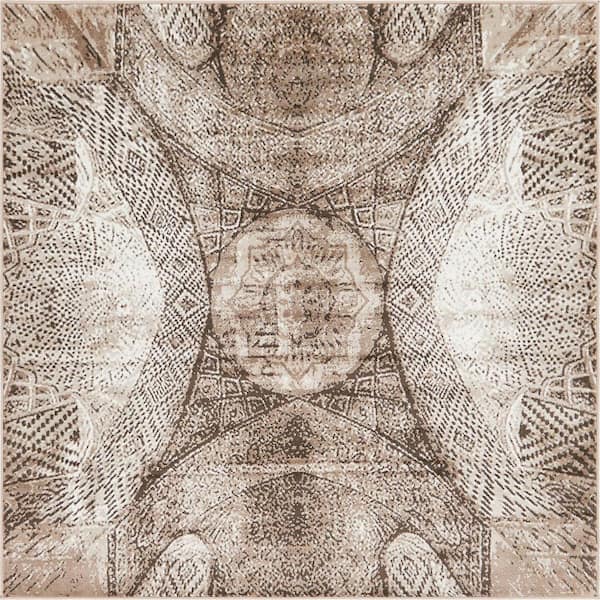 Unique Loom Sofia Albert Brown 6' 0 x 6' 0 Square Rug