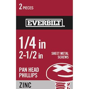 #14 x 2-1/2 in. Phillips Pan Head Zinc Plated Sheet Metal Screw (2-Pack)