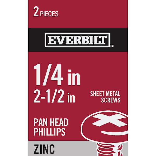 Everbilt #14 x 2-1/2 in. Zinc Plated Phillips Pan Head Sheet Metal Screw (2-Pack)