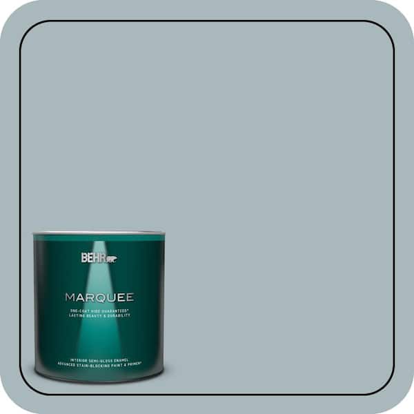 BEHR MARQUEE 1 qt. #N470-3 Half Sea Fog One-Coat Hide Semi-Gloss Enamel Interior Paint & Primer