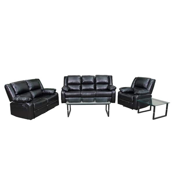 Carnegy Avenue Black Leather Living Room Sets