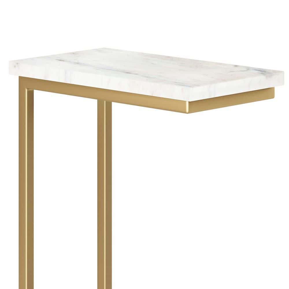 Skyler Gold Metal C Side Table with Marble Top