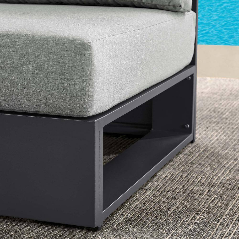 Gray Aluminum Armless Patio Chair with Weather-Resistant Cushions