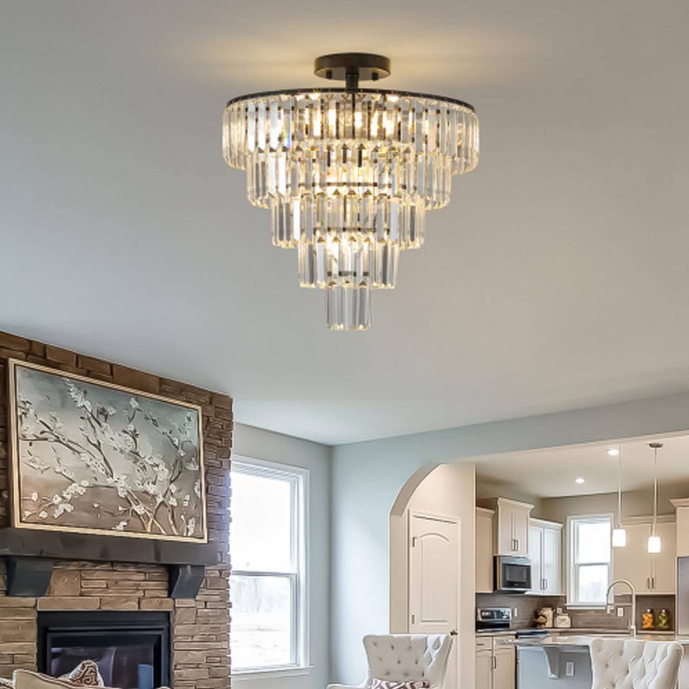 5-Tier 10 Light Crystal Chandeliers Lighting Luxury Modern Pendant Black Chandelier for Dining Room Living Room,No Bulbs price history on PriceWatchPro