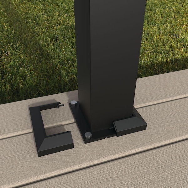 Barrette Outdoor Living VersaRail 4.25 in. x 4.25 in. Matte Black Aluminum Rail Post Mount with Trim
