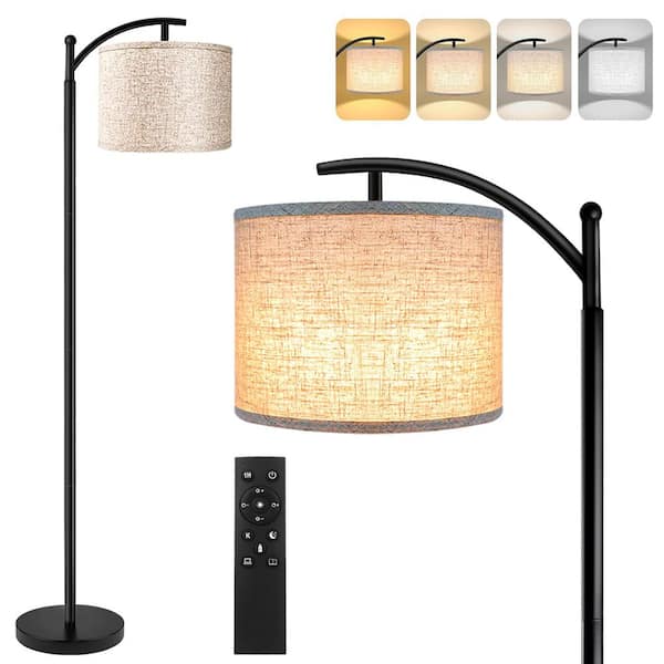 Unbranded 61 in. Black Arcing Floor Lamp for Bedroom with Remote Control