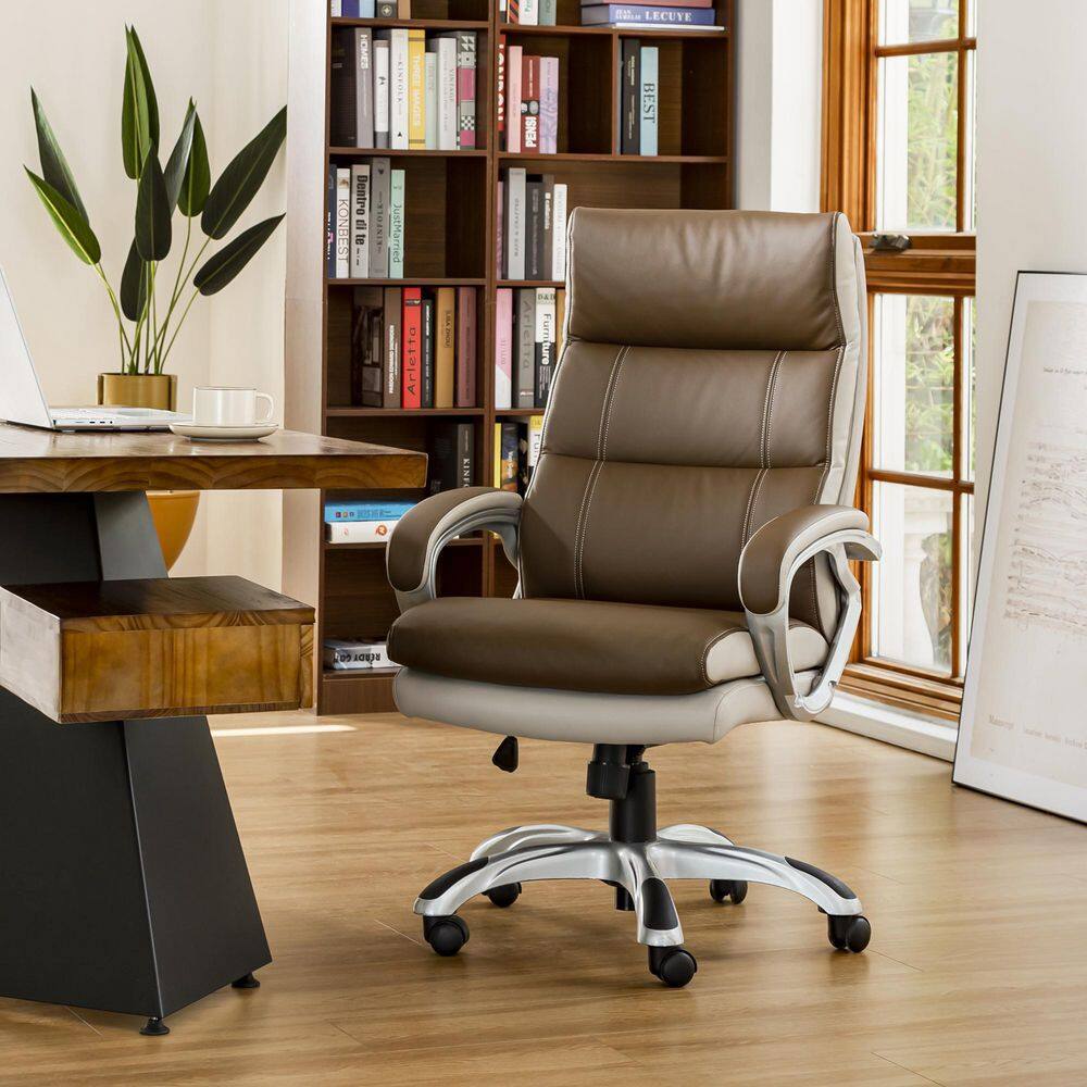 47 in. H Brown PU Leather Gaslift Adjustable Swivel Office Chair Best