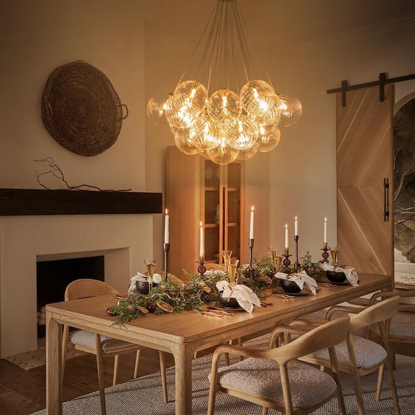 RRTYO Bolton 19-Light Brass Modern Bubble Cluster, Sputnik Globe