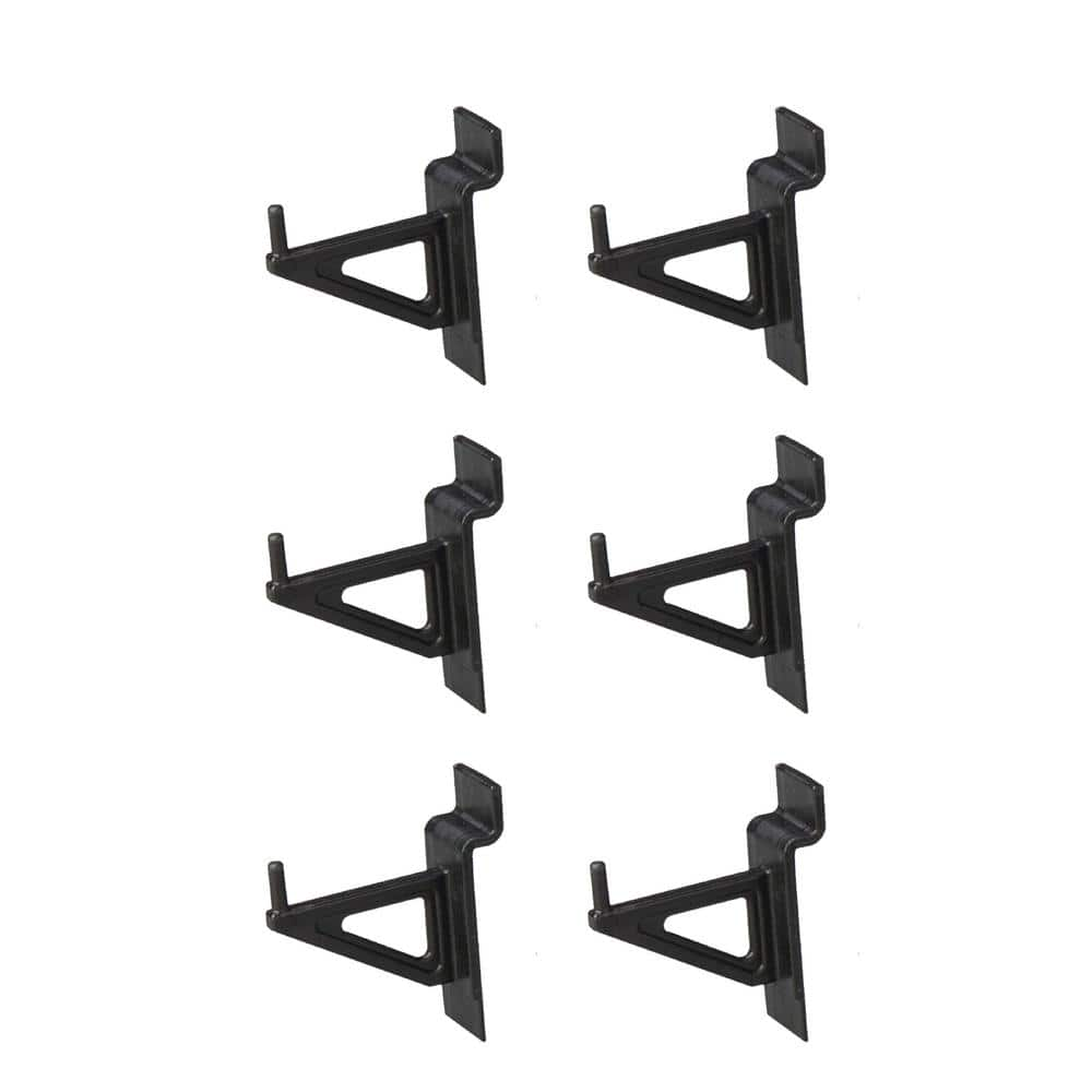 Jifram Easy Living 2 in. Plastic Slat Wall Hooks in Black (6/Bag)