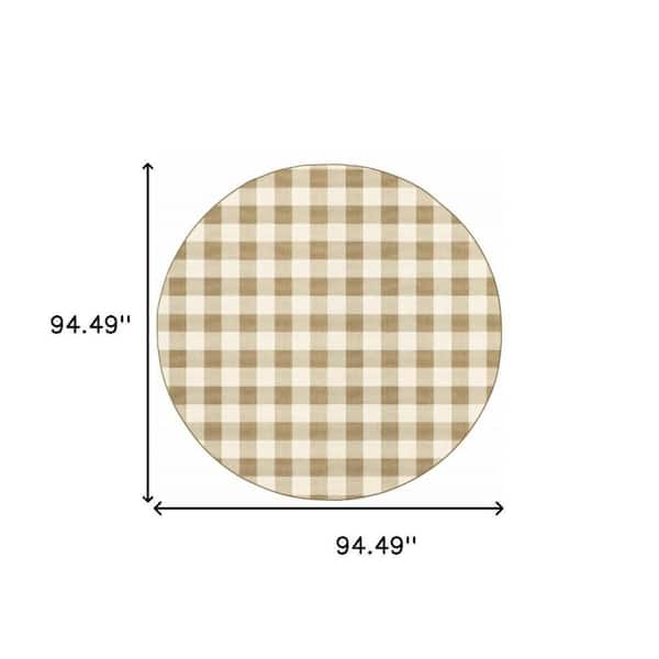Gray, Ivory 8 ft. x 8 ft. Loomed Geometric Polypropylene Round Indoor/Outdoor Area Rug