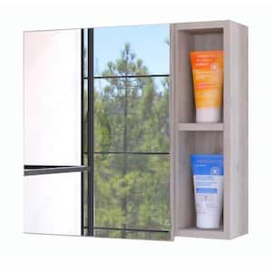 19.6 in. W x 18.6 in. H Grey Rectangular Surface Mount Bathroom Medicine Cabinet with Mirror and External Shelf