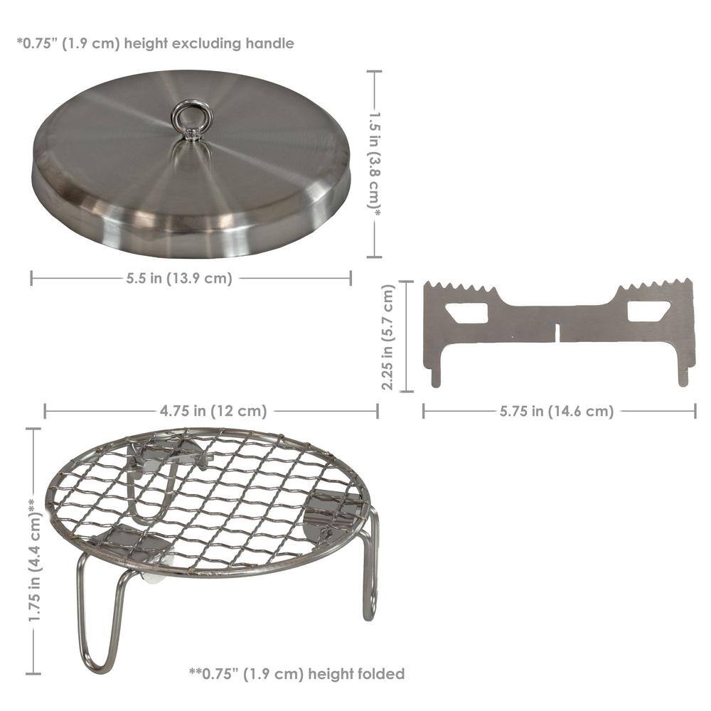 Compact Stainless Steel Smokeless Fire Pit Accessory Kit