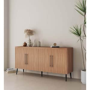 Jodie Maple Composite Wood 64.6 in. Mid-Century Modern Sideboard with Adjustable Shelves