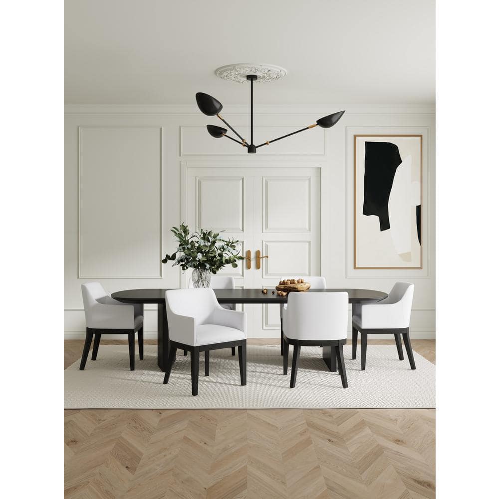 Gansevoort Modern Cream Faux Leather Upholstered Dining Armchair (Set of 2)