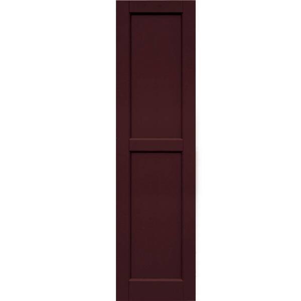 Winworks Wood Composite 15 in. x 57 in. Contemporary Flat Panel Shutters Pair #657 Polished Mahogany