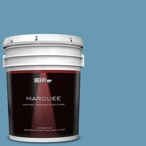 BEHR MARQUEE 5 gal. #S490-4 Yacht Blue Flat Exterior Paint & Primer