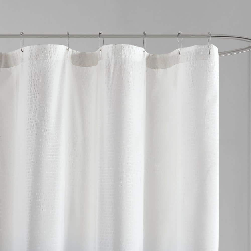 Gray Ombre Seersucker Fabric Shower Curtain