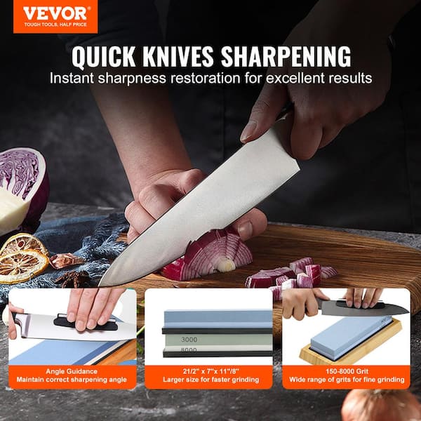VEVOR 10-PCS Knife Sharpener 10.63 in. L 2-Dual Sided Grit Diamond  Whetstone Knife Sharpening Kit with 3-Non-Slip Base Angle  MDSTJ28000003OVJSV0 - The Home Depot