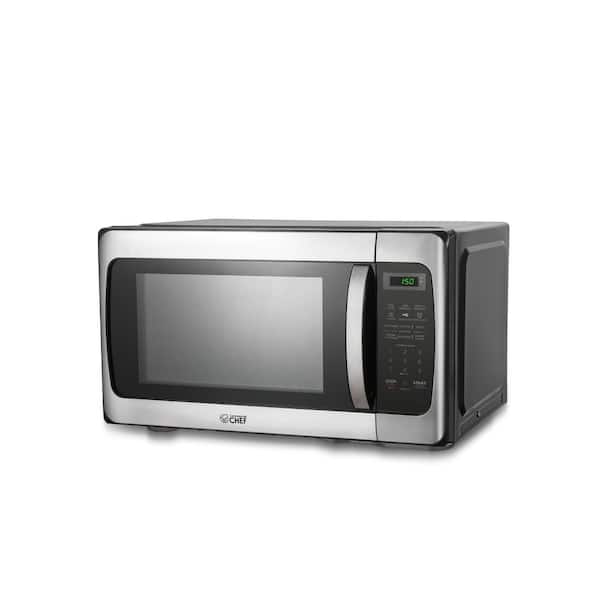 Commercial CHEF 20.2 in. Width 1.1 cu.ft. Stainless Steel/Black 1000-Watt Countertop Microwave Oven