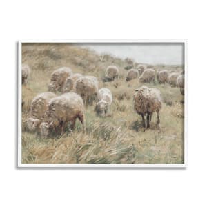 Rural Cattle Grazing Field Design by Lettered and Lined Framed Nature Art Print 14 in. x 11 in.