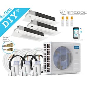 DIY 27,000 BTU 2.25-Ton 3-Zone 22 SEER Ductless Mini-Split AC and Heat Pump with Cassettes 9K+9K+9K & 25,25,35ft Lines