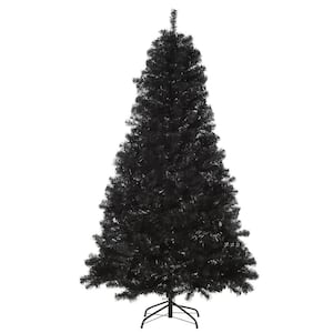 HOMCOM 7ft Artificial Christmas Tree Holiday Home Decoration Automatic Open Black Halloween Style