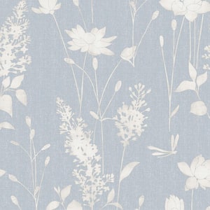 Dragonfly Garden Chalk Blue Non Woven Unpasted Removable Wallpaper