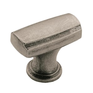 Highland Ridge 1-3/8 in (35 mm) Length Aged Pewter Square Cabinet Knob