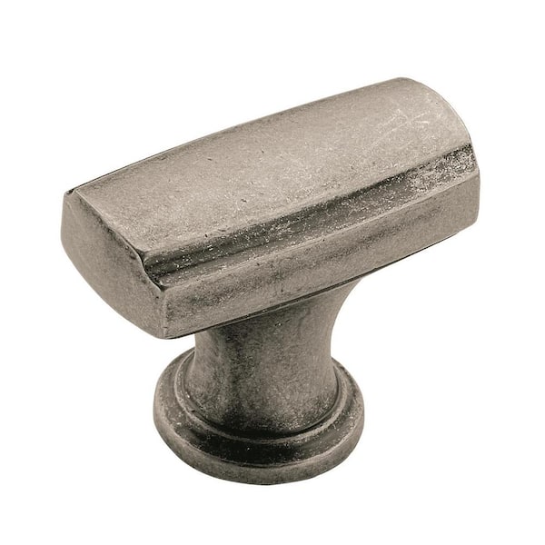 Amerock Highland Ridge 1-3/8 in (35 mm) Length Aged Pewter Square Cabinet Knob