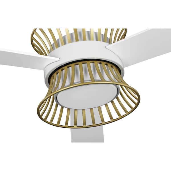 Bisbee 55.3125 in. Indoor/Outdoor Integrated LED Satin White Global Ceiling Fan with Remote for Living Room and Bedroom
