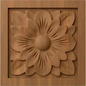 5-1/8 in. x 1 in. x 5-1/8 in. Unfinished Wood Cherry Large Dogwood Flower Rosette