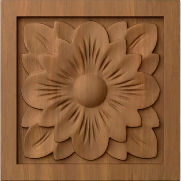Ekena Millwork 5-1/8 in. x 1 in. x 5-1/8 in. Unfinished Wood Cherry Large Dogwood Flower Rosette
