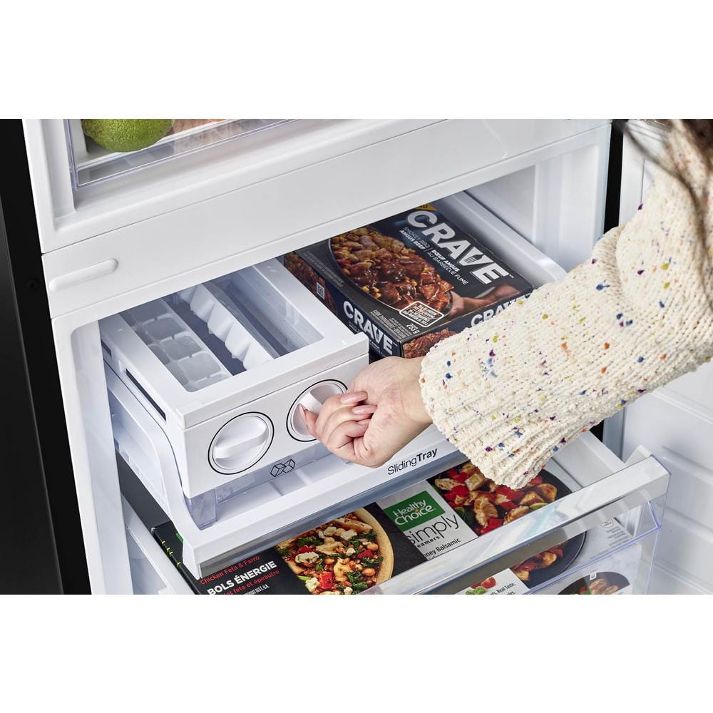 Midnight Black Retro 24" Bottom Mount Refrigerator with Chrome Accents
