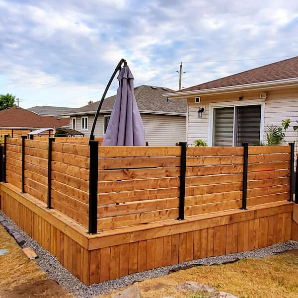 HOFT - End Post Kit 44 in. x 3 in. x 3 in. Black Aluminum Railing End Post and Hardware - Kit A4