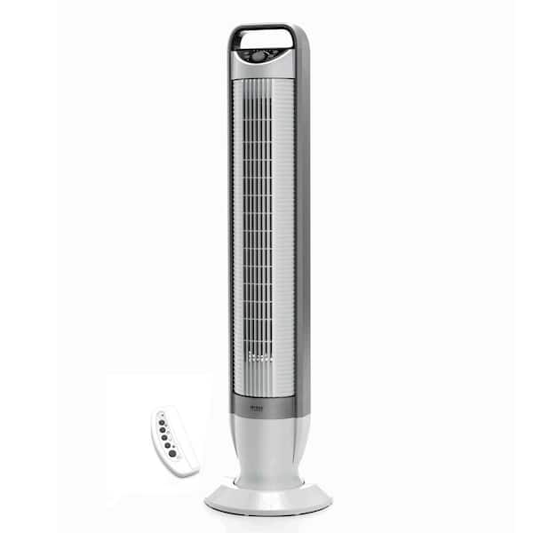 Seville Classics White UltraSlimline 40 in. Oscillating Tower Fan with Tilt Feature