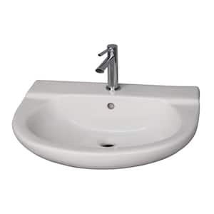 Jayden Wall-Hung Basin in White with 4 in. Centerset Faucet Holes