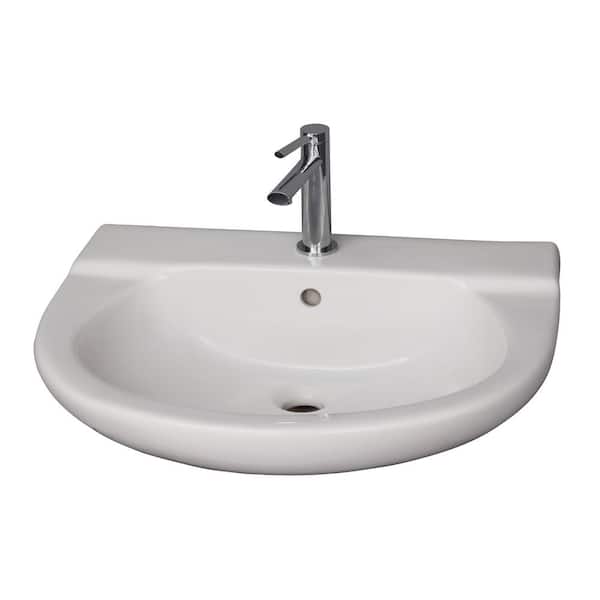 Barclay Products Jayden Wall-Hung Basin in White with 4 in. Centerset Faucet Holes