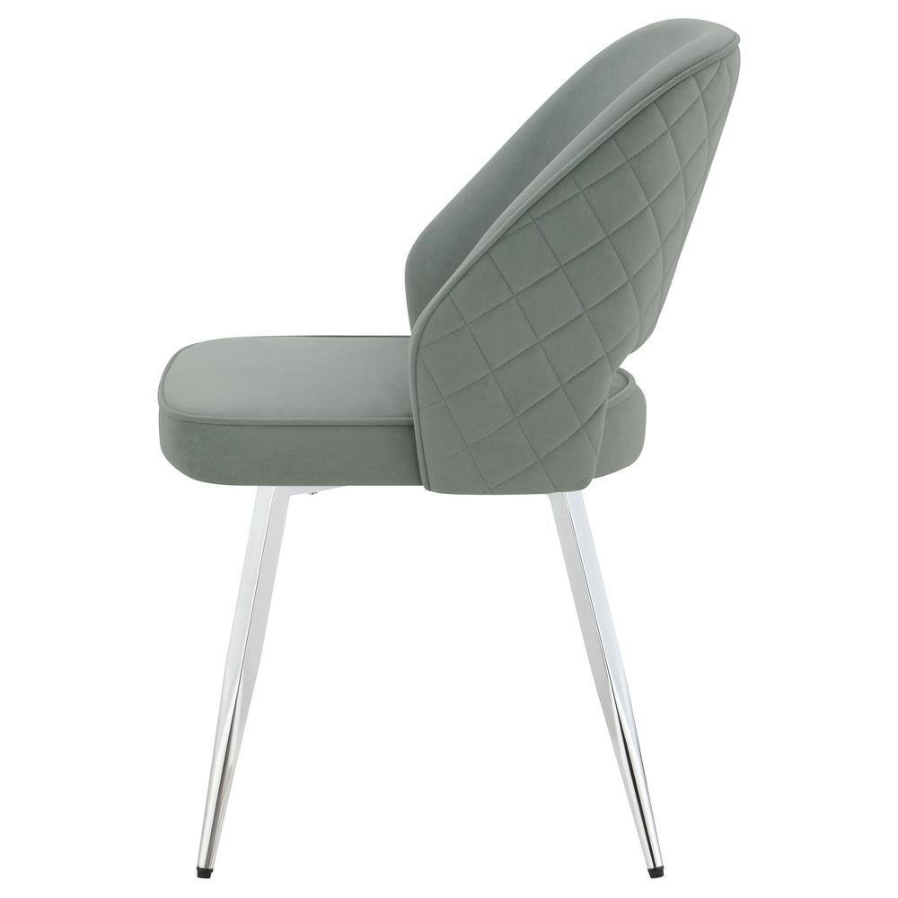 Gray Velvet Upholstered Side Chair with Chrome Legs