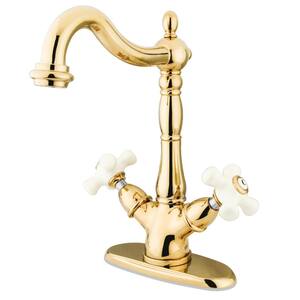 Heritage Single Hole 2-Handle Bathroom Faucet in Polished Brass