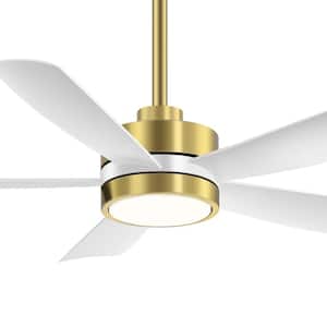 Valentine 42 in. Indoor Integrated LED Gold Ceiling Fan with Light, White Propeller Blades and Remote Control Included