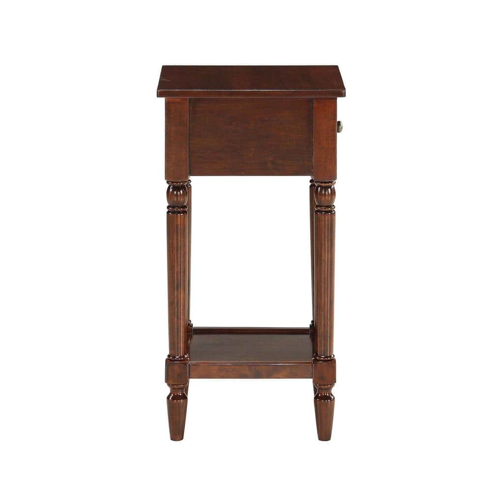 Espresso Wood Accent Table with Drawer and Shelf