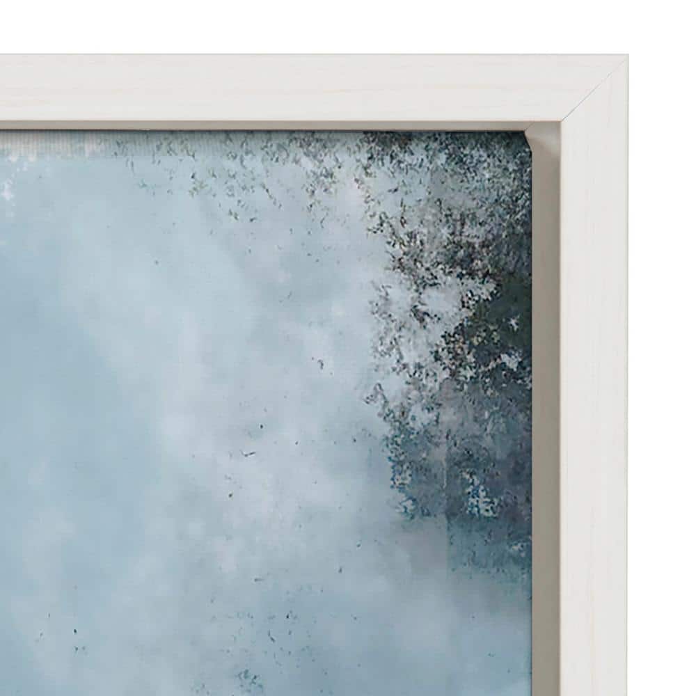 Aqua Abstract 1 White Framed Canvas Print, 23x33