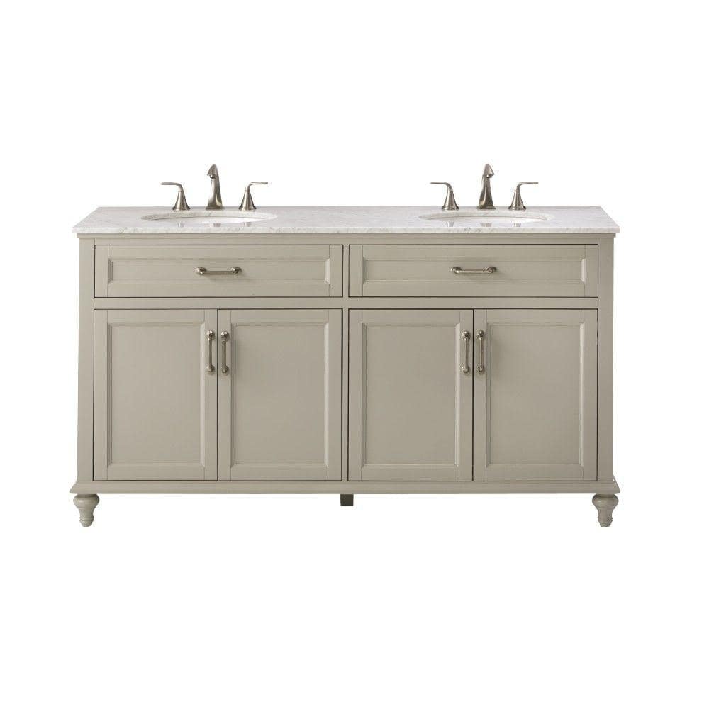 Reviews For Home Decorators Collection Charleston 61 In W X 22 In D Double Bath Vanity In Grey With Natural Marble Vanity Top In White Rlgv6122 The Home Depot