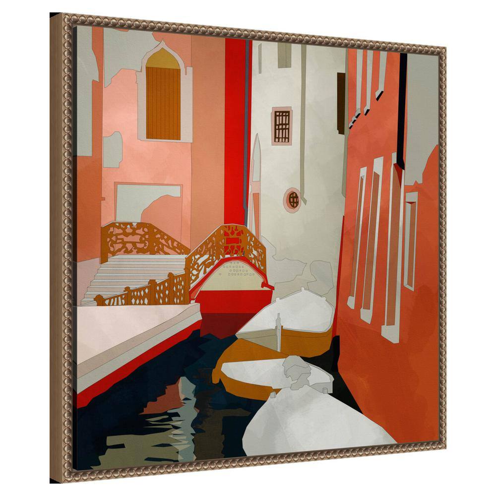 Venice Abstract Landscape Canvas Wall Art with Beaded Frame