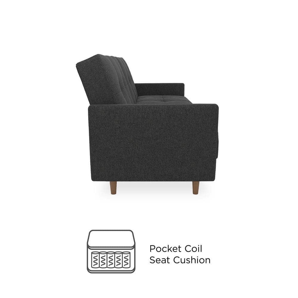 Andora Gray Linen Tufted Twin Sleeper Sofa with Wood Legs