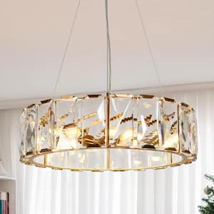 Ethel 6-Light Plating Brass Drum Chandelier with Crystals and No Bulbs Included